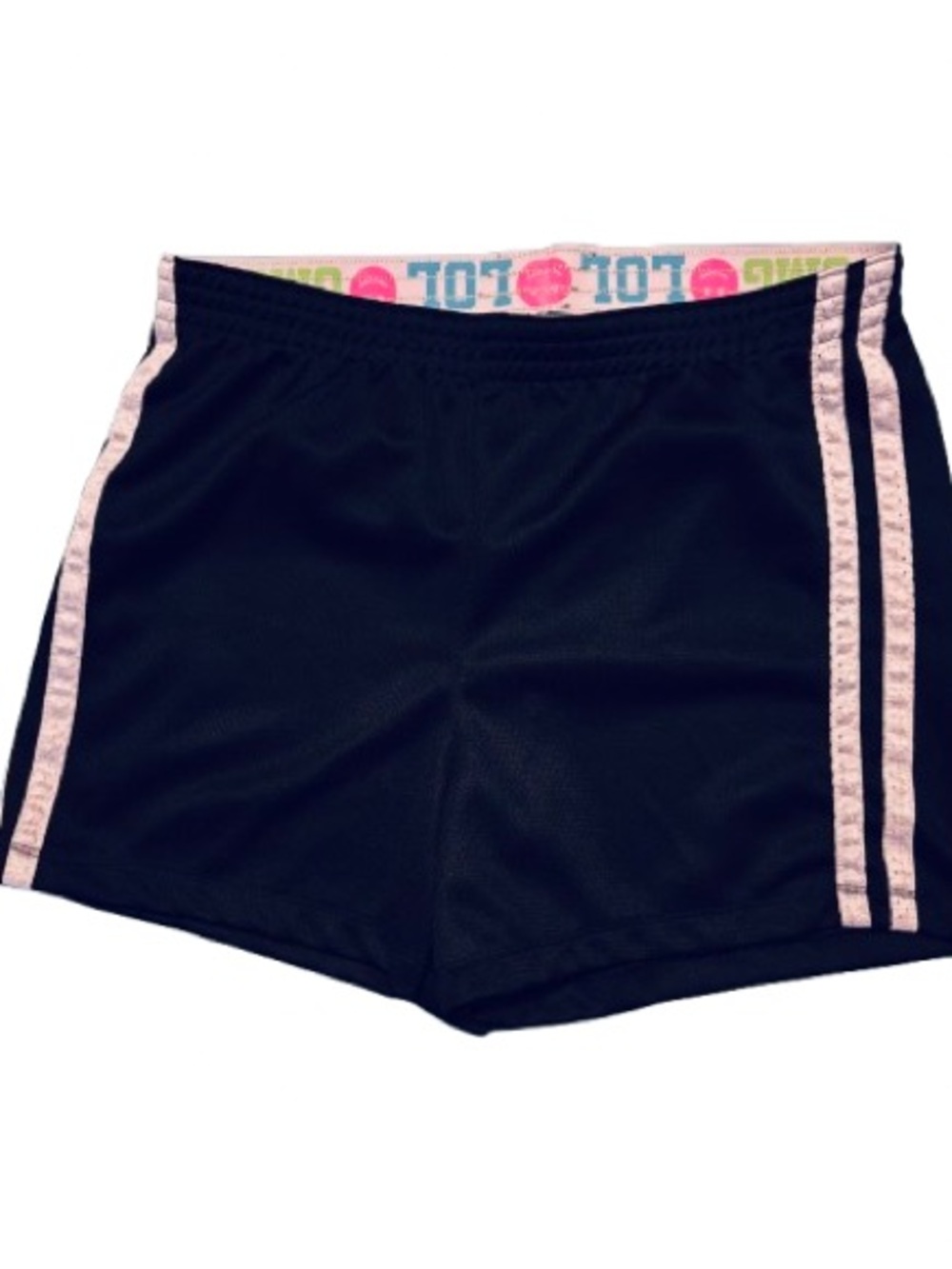 Girls XL Black Athletic Shorts with Pink Stripes